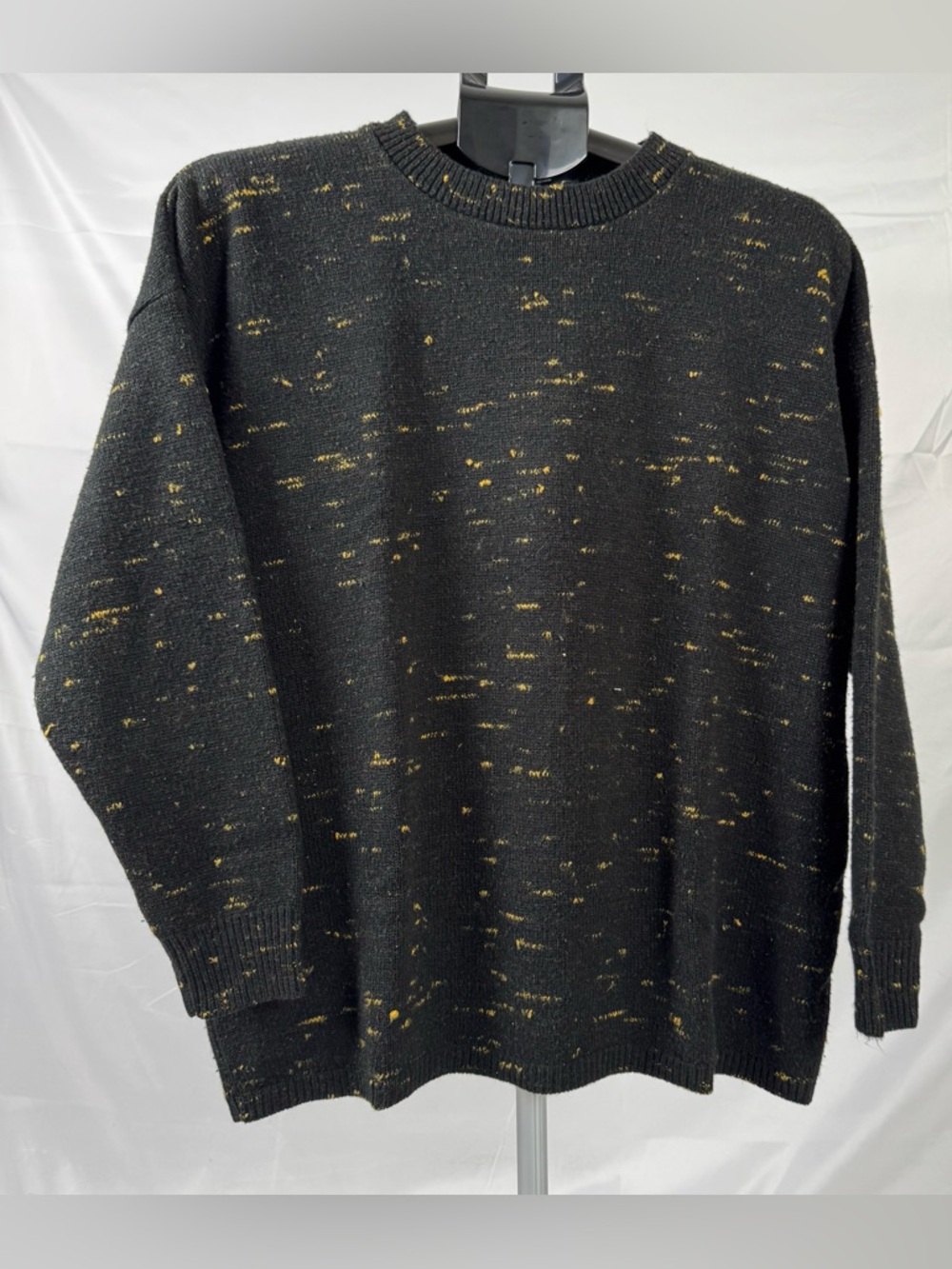 Vintage SweeTree Black Speckled Knit Sweater Oversized L XL USA Cozy Grunge